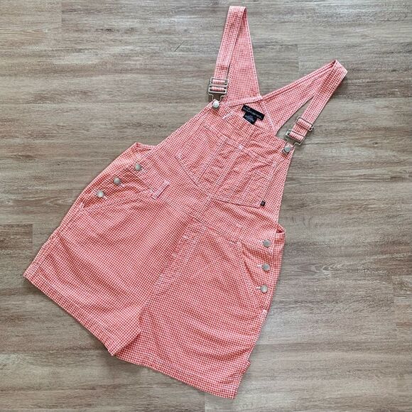 Vintage 90s/Y2K Gingham High Rise Overalls Shortalls - Picture 1 of 8